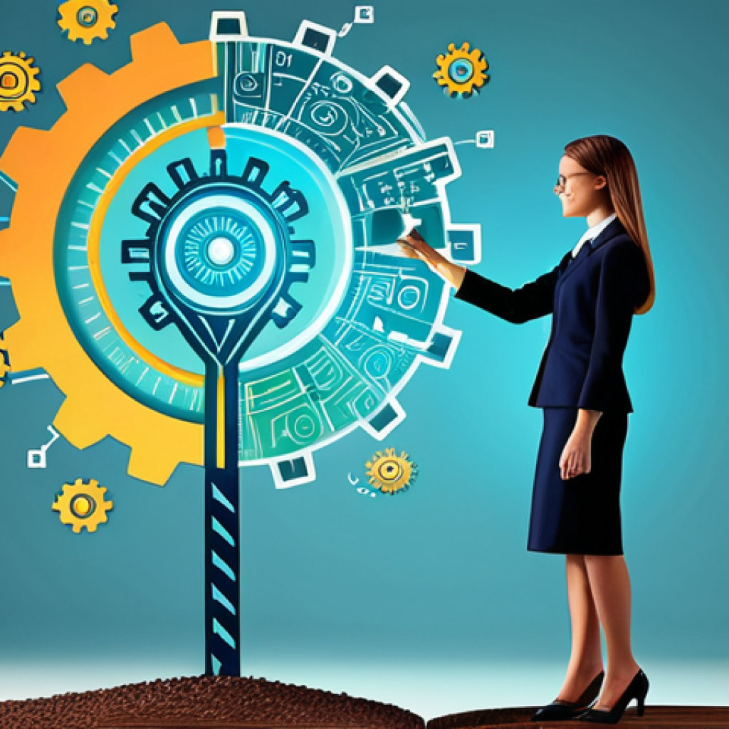 A focused professional individual, gender-neutral, stands on a symbolic pathway that transitions from abstract digital marketing elements like data charts and light code structures on one side, into vibrant, inspiring symbols of social impact, education, and technology on the other side. The new side features a stylized sprouting plant, open books, and interconnected gears, illuminated by bright, hopeful light. The individual wears modest business attire, fully clothed. Professional photography, high resolution, soft focus on the background, vibrant colors, safe for work, appropriate content, fully clothed, professional, perfect anatomy, correct proportions, natural pose, well-formed hands, proper finger count, natural body proportions.