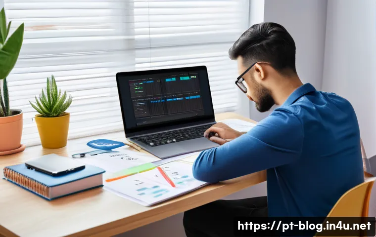 블로그 마케팅 자격증 시험 난이도 분석 - A modern digital workspace featuring a young professional studying for a marketing blog certificatio...